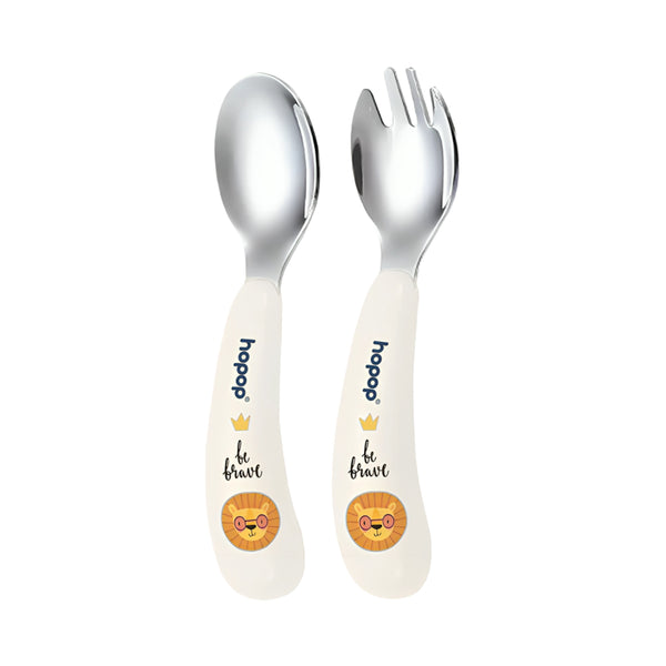 Hopop Stainless Steel Spoon & Fork Set with Travel Case, Portable & Durable - Dezine Kids