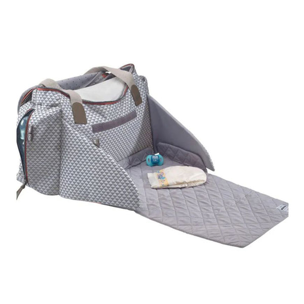 Beaba Sydney II Changing Baby Diaper Bag - Grey & Coral