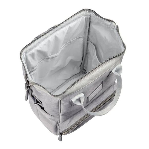 Beaba Wellington Diaper Bag, Large Capacity Baby Bag with Changing Mat, Durable, Water Resistant - Heather Grey