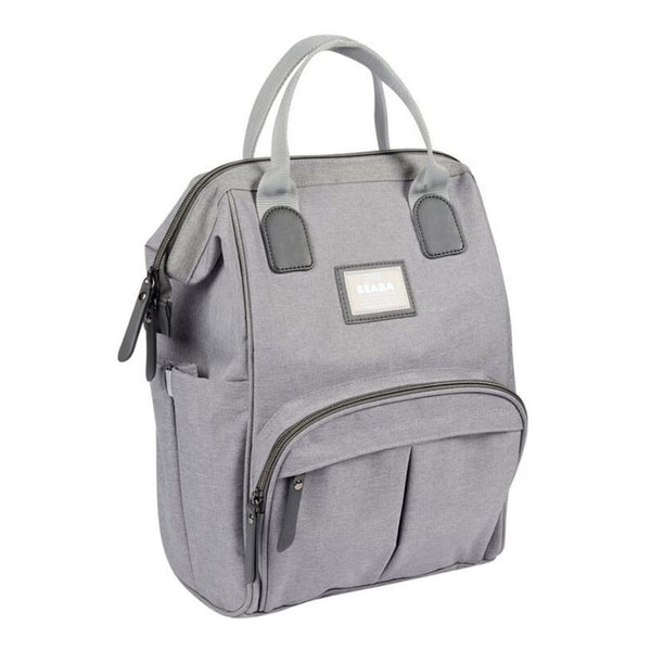 Beaba Wellington Diaper Bag, Large Capacity Baby Bag with Changing Mat, Durable, Water Resistant - Heather Grey