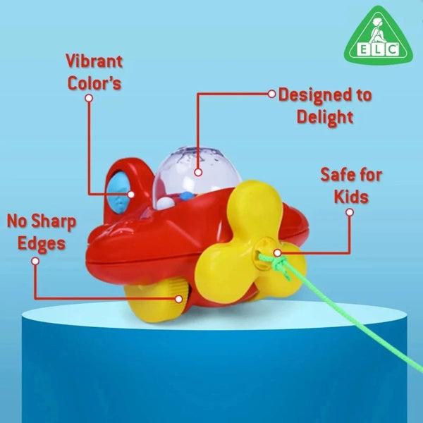Elc Pull Along Popping Plane Multicolour - Dezine Kids