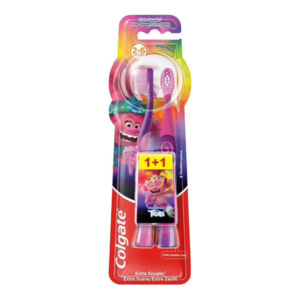 Colgate Palmolive Kids Toothbrush Extra Soft 2 count for 2+ year Baby - Trolls