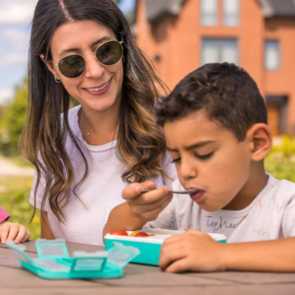 Bbluv Bento Complete Sealed Lunchbox with Spork - Aqua - Dezine Kids