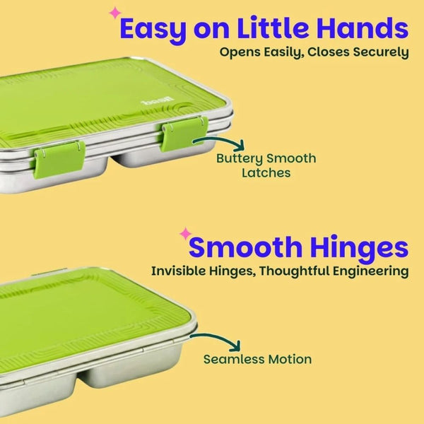 Basil 3 Compartment easy open-close Lunchbox - Matcha