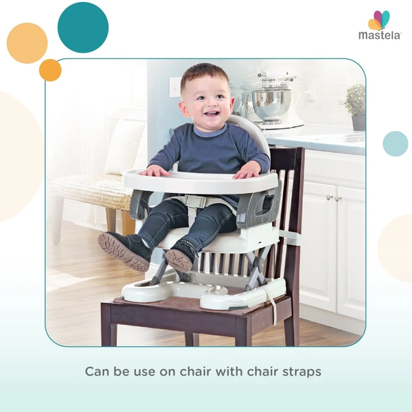 Mastela Booster Seat Fold Up Adjustable Chair - Grey - Dezine Kids