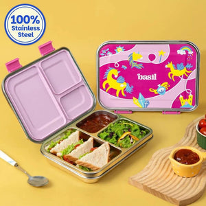 Basil 3 Compartment easy open-close Lunchbox - Pixie Dash