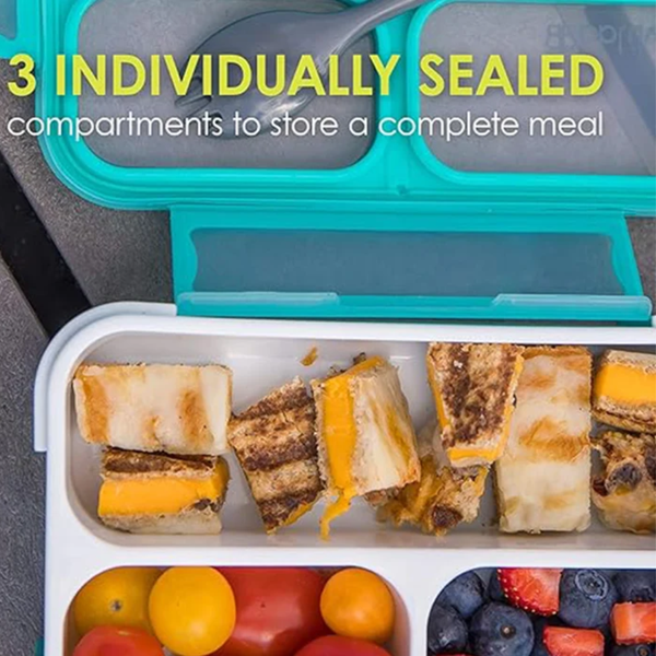 Bbluv Bento Complete Sealed Lunchbox with Spork - Aqua - Dezine Kids