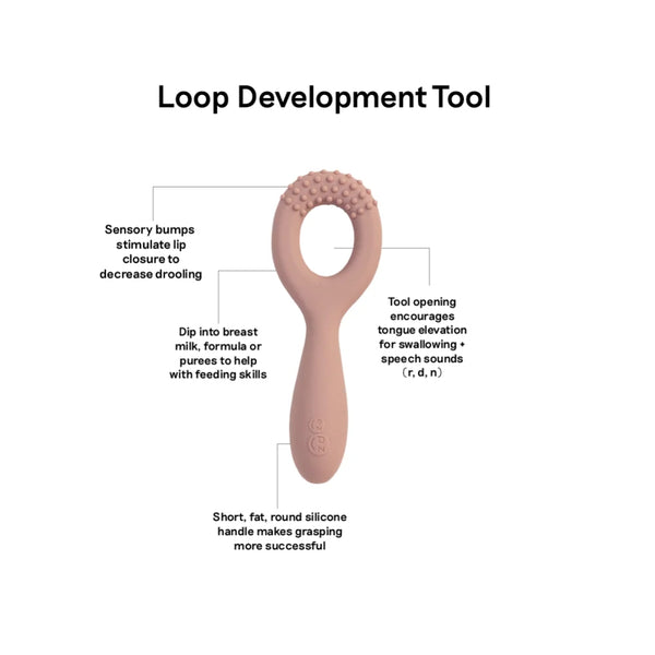 Ezpz Oral Development Tools (3 to Pack) 100% Soft Silicone Infant Teething & Speech Tools with Non Slip Loop - Blush