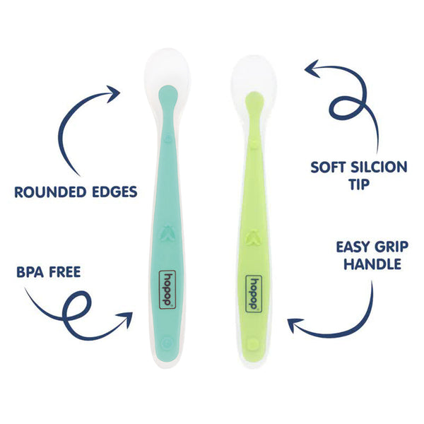 Hopop Soft Tip Silicone Feeding Spoons for Babies – 2 Pack - Dezine Kids