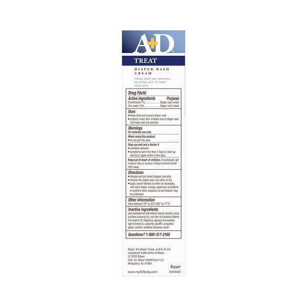A+D Diaper Rash Cream, Dimethicone Zinc Oxide Cream - 113g