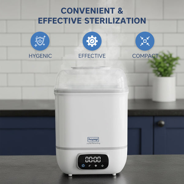 Hopop 2-in-1 Baby Bottle Sterilizer and Dryer – Fast Steam & Auto-Dry - Dezine Kids