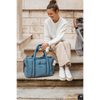 Beaba Paris Puffer Baby Diaper Bag with Large Capacity, Multi Pocket Organizer with Changing Pad, Insulated Bottle Pouch & Stroller Clips - Baltic Blue