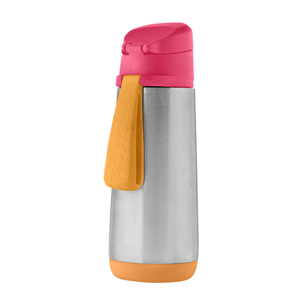 B.Box Insulated Sport Spout Drink Water Bottle 500 ml - Strawberry Shake Pink Orange