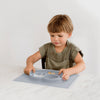 Ezpz Happy Mat 100% Food Grade Silicone Toddler Suction Plate with Built Placemat, Smile Design Divided Plate - Pewter