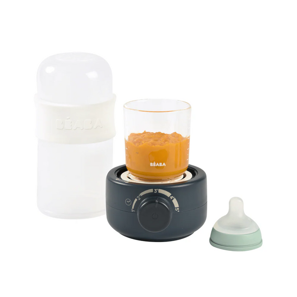 Beaba Baby 3 in 1 Bottle Warmer, Ultra Fast, Reheats Milk, Baby Food, Compact Design - Night Blue