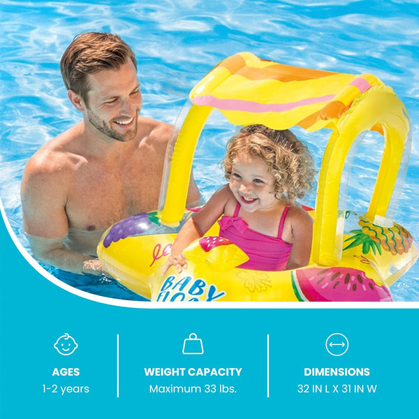 Intex Kiddie Inflatable Pool Float with Sunshade - Yellow - Dezine Kids