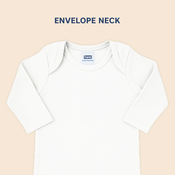 Hopop Baby 100% Soft & Stretchable Cotton Full Sleeve Vest – Envelope Neck, White