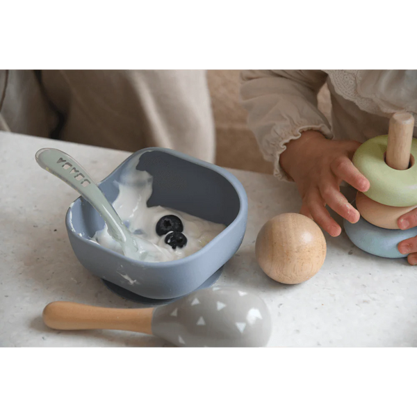 Beaba 2nd Stage Silicone Spoon with Ultra Soft Tip, Gum Friendly, Ergonomic Handles, BPA Free - Misty Green