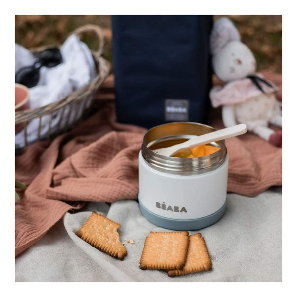 Beaba Stainless Steel Insulated Food Jar, Isothermal Portion 300 ml - Eucalyptus Green