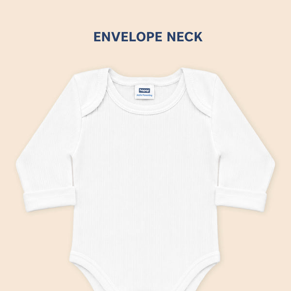 Hopop Baby 100% Cotton Soft & Warm Thermal Full Sleeves Romper Vest with Envelope Neck Design