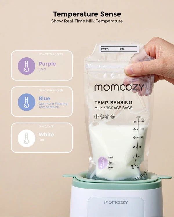 Momcozy Breastmilk Storage Bags, No Leak Easy Seal Disposable Freezer Safe with Measurement Markings, 180 ml - Pack of 50