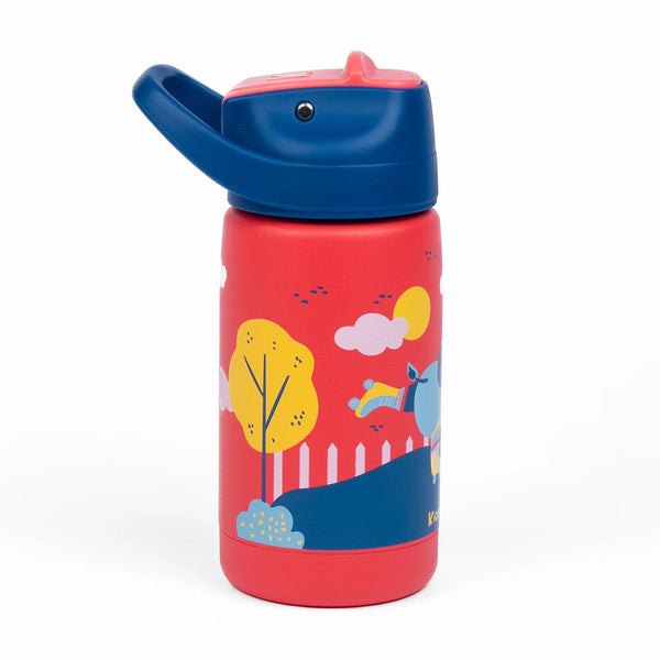 Kicups Little Cup Stainless Steel Insulated Straw Bottle with Slider Lid 350ml - Jungle Gym