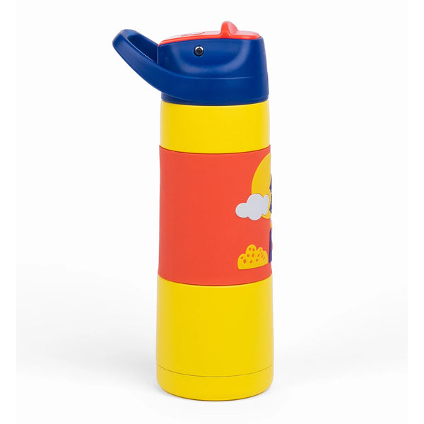 Kicups Grip Flow Stainless Steel Insulated Straw Bottle with Slider Lid 550ml - Jungle Gym