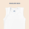 Hopop Baby 100% Soft & Stretchable Cotton Sleeveless Vest – Envelope Neck, White - Dezine Kids