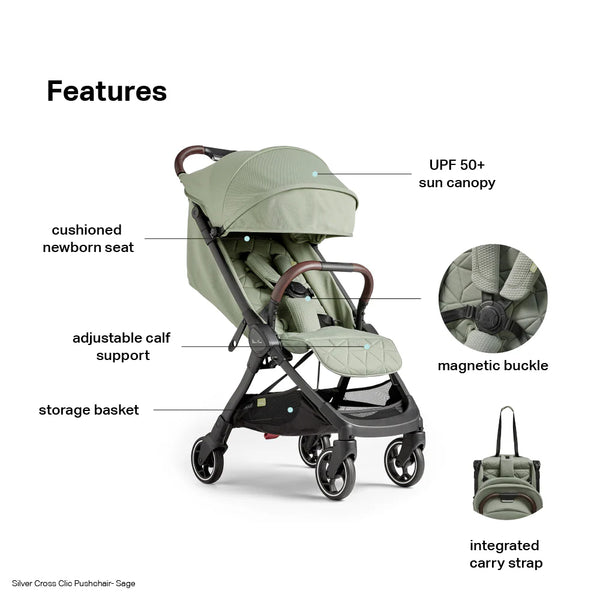 Silver Cross Clic Stroller - Sage - Dezine Kids