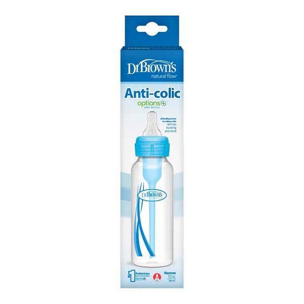 Dr.Browns Natural Flow Anti Colic Options+ Narrow Baby Bottle 8 oz/250 ml - Blue - Dezine Kids