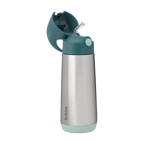 B.Box Insulated Straw Sipper Drink Water Bottle 500ml - Emerald Forest Green