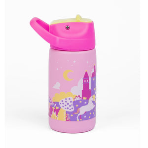 Kicups Little Cup Stainless Steel Insulated Straw Bottle with Slider Lid 350ml - Whimsical Wonderland