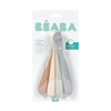 Beaba 1st Stage Silicone Spoon with Ultra Soft Tip, Gum Friendly, Ergonomic Handles, Set of 4 - Natural