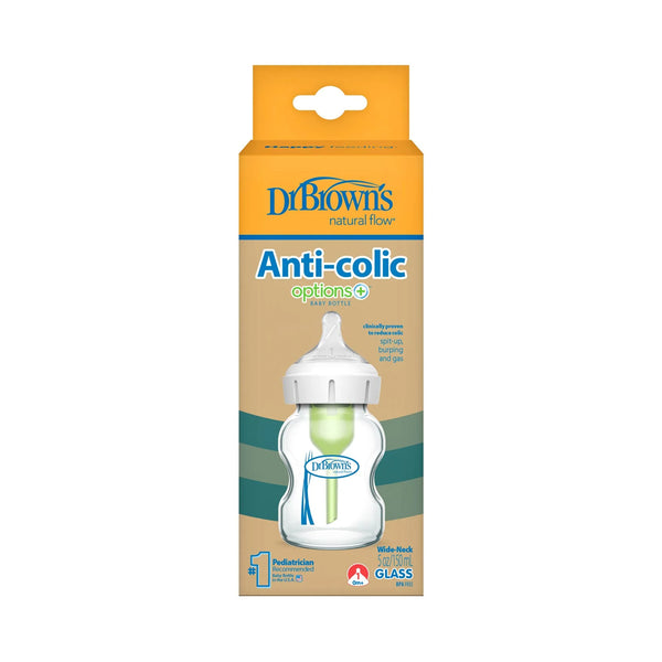 Dr.Browns Natural Flow Anti Colic Options+ Wide Neck Glass Baby Bottle - 150 ml - Dezine Kids