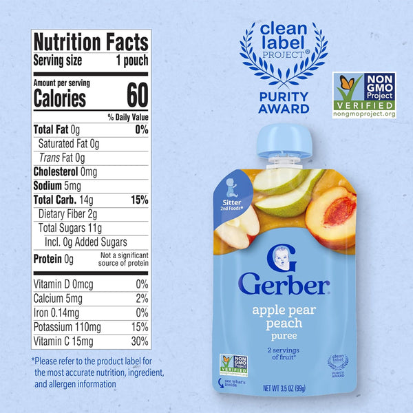 Gerber Fruit Puree - Apple Pear Peach