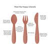 EzPz Happy Utensils for Toddlers(Spoon, Fork & Knife) - Sienna