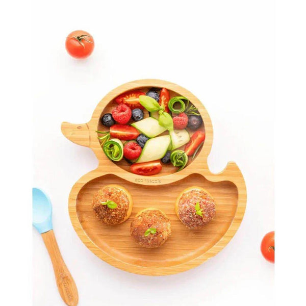Eco Rascals Bamboo Duck Shaped Plate, Baby Led Weaning, Section Plate with Strong Suction