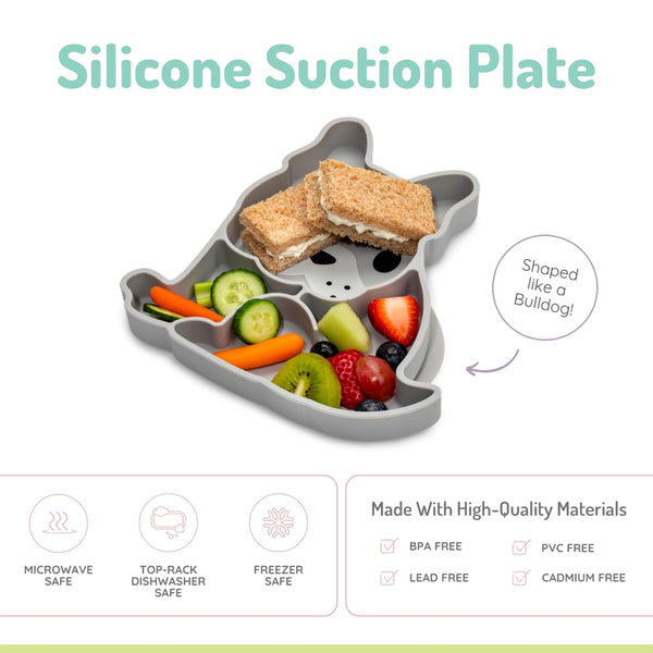 Melii 100% Food Grade Silicone Plate Suction Base With Divided Sections - Bulldog