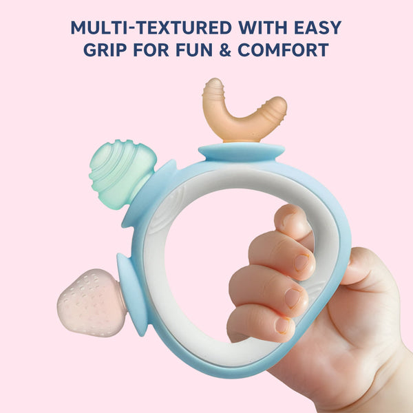 Hopop Silicone Baby Teether | BPA-Free Chew Toy | Pack of 1- Assorted - Dezine Kids