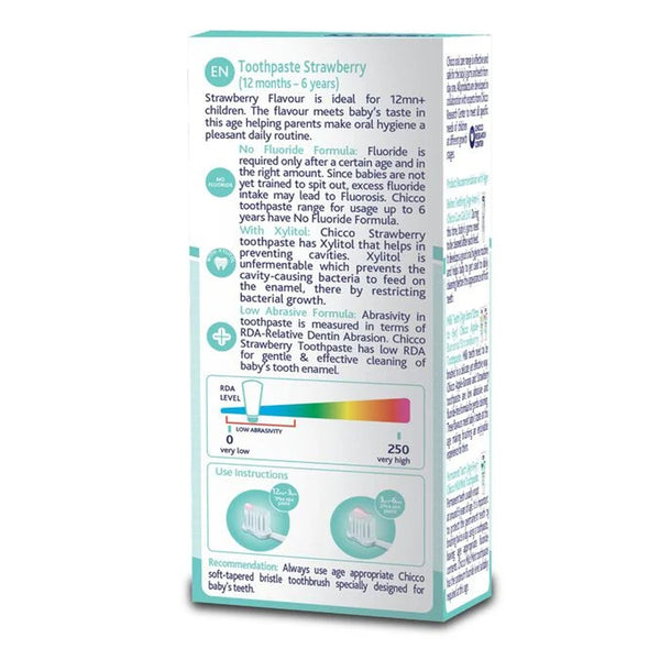 Chicco Tooth Paste No Fluoride 1Y to 6Year 50G - Strawberry