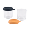Beaba Glass Storage Container, Airtight Jar with Graduation Measuring Scale, 250 ml, Set of 2 - Night Blue & Honey