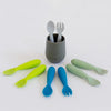 EzPz Mini Utensils for Toddlers (Spoon & Fork) - Sage - Dezine Kids