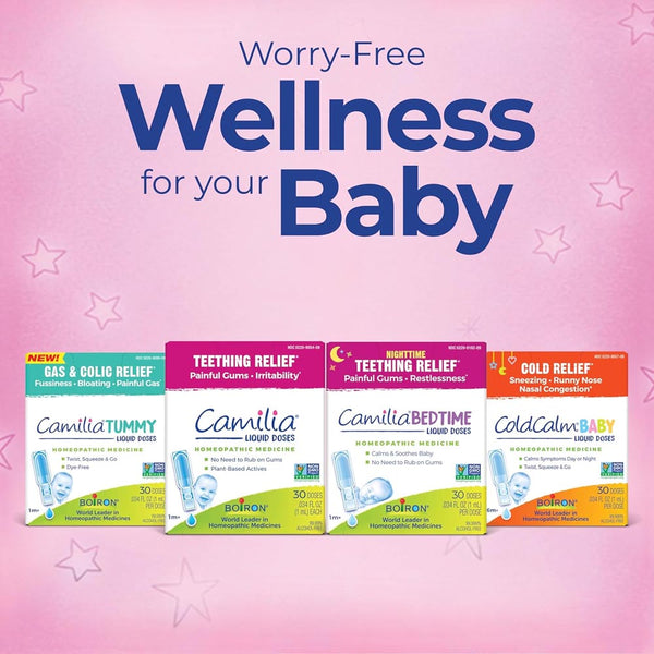 Boiron Camilia Teething Drops for Daytime and Nighttime Relief of Painful or Swollen Gums and Irritability in Babies - 30 Count