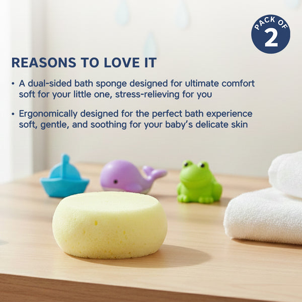 Hopop Soft & Gentle Baby Bath Sponge - Pack of 2