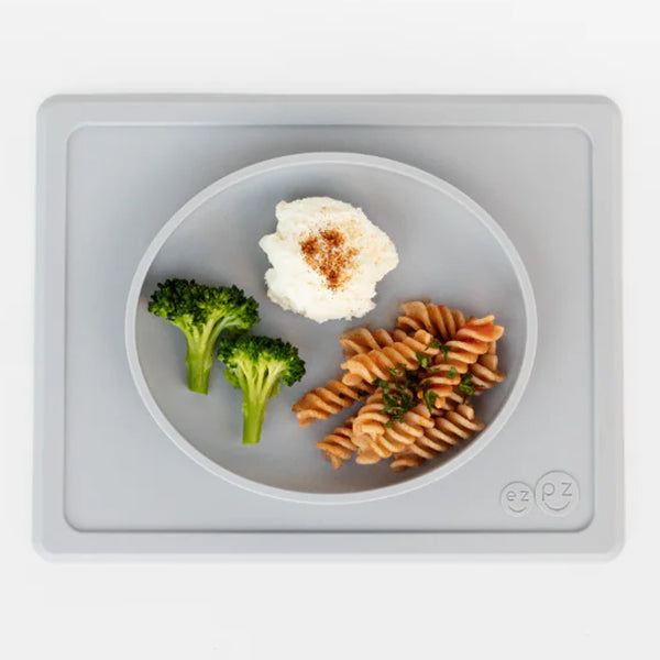 EzPz Tiny Plate 100% Food Grade Silicone Suction Plate - Pewter