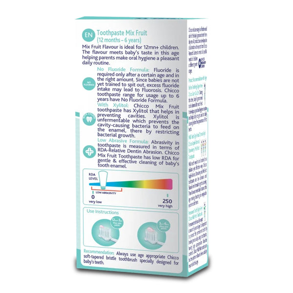 Chicco Tooth Paste No Fluoride 1Y to 6Year 50G - Mix Fruit