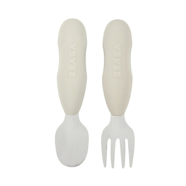 Beaba Set of 2 Stainless Steel Pre Cutlery - Velvet Grey