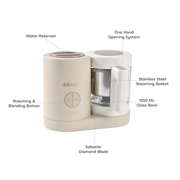 Beaba Babycook Neo 6 In 1 Baby Food Processor, Portable Baby Food Cooker, Puree Maker and Warmer - Clay - Dezine Kids