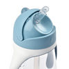 Beaba 2 in 1 Baby Sipper Water Bottle, Anti Spill Sippy Cup with Soft Silicone Straw for Toddler, Removable Handles, 300 ml - Windy Blue