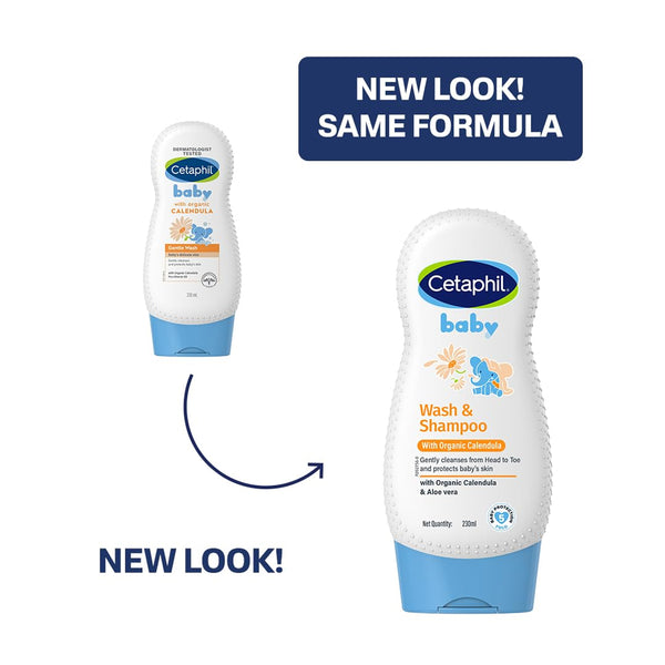 Cetaphil Baby Wash & Shampoo With Organic Calendula - 230 ml - Dezine Kids